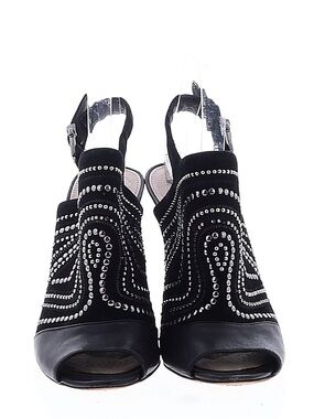 Vince Camuto Black Stud-Embellished Open-Toe Slingback Heels